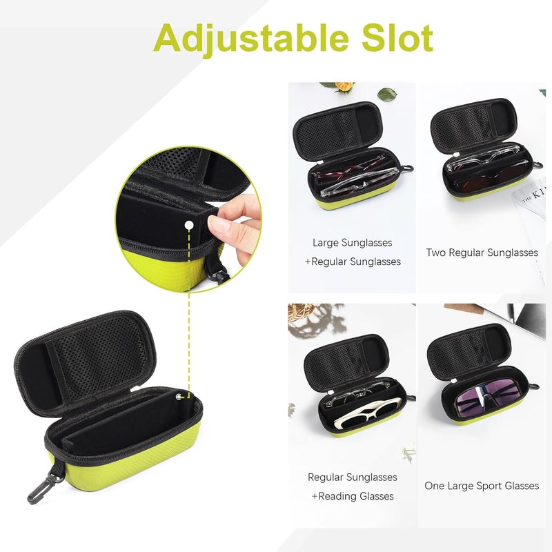 Bukere Double Eyeglasses Case with Adjustable Slots, EVA Hard-shell Travel Dual Glasses Sunglasses Organizer for Men Women - Image 2